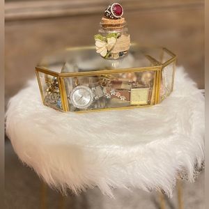 COPY - 18k gold plated ring.  Emerald.  Dark red.  With small dimonts around th…